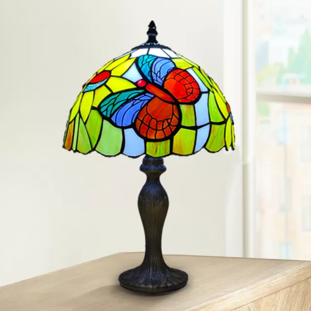 Table Lamp Multicolor 10 inch Stained Glass Shade Home Decor Butterfly Art Home