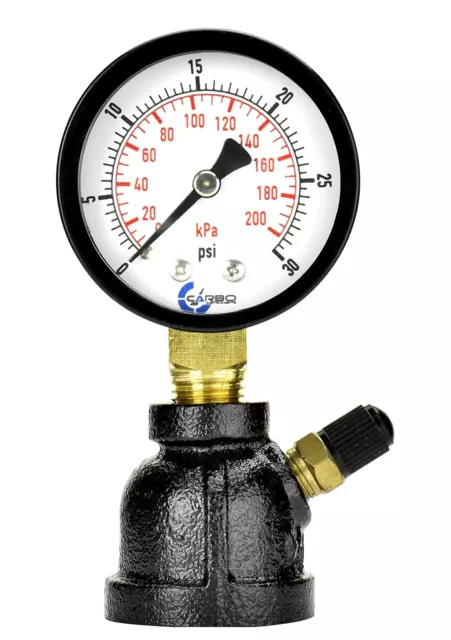 Gas Test Pressure Gauge 30 Pound, 30 PSI / 200 Kpa, 3/4” FNPT Connection, Brass