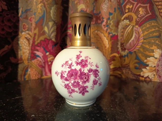 Lampe Berger En Porcelaine De Limoges, Charles Ahrenfeldt, Décor Asiatique, Bon état