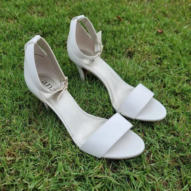 ANA Women's White Ankle Strap High Heels Size 7.5