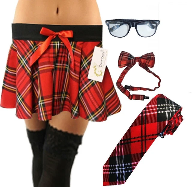 thumbnail image 2 of 80s Geek Nerd Costume Set – Tartan Tie, Braces & Retro Glasses For Parties 2 of 6