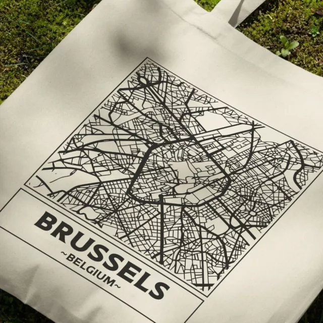 Brussels, Belgium, City Street Map Natural Cotton Tote Bag