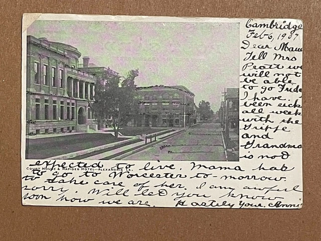 Vintage Postcard  Louisiana Court House & Hapides Hotel - Alexandria, La. 1907