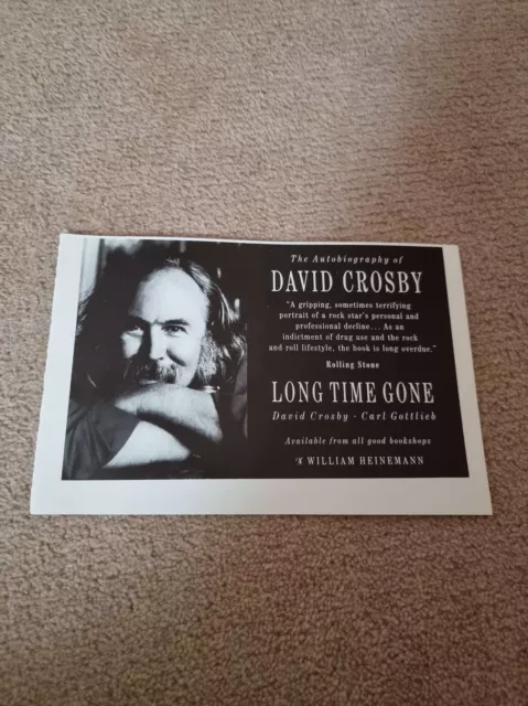 Tnewm98 Advert 5X8 David Crosby : 'Long Time Gone' Autobiography