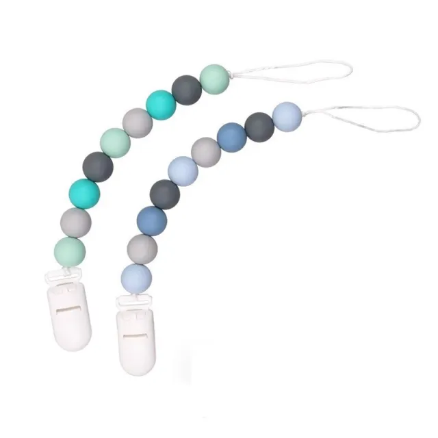 2PCS Silicone Pacifier Clips Soother Chain Holder Strap Baby Boys Girls Gift Box