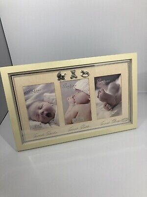 Bambino By Juliana Triple Photo Frame Yellow Neutral Firsts Baby Show Gift 4x6
