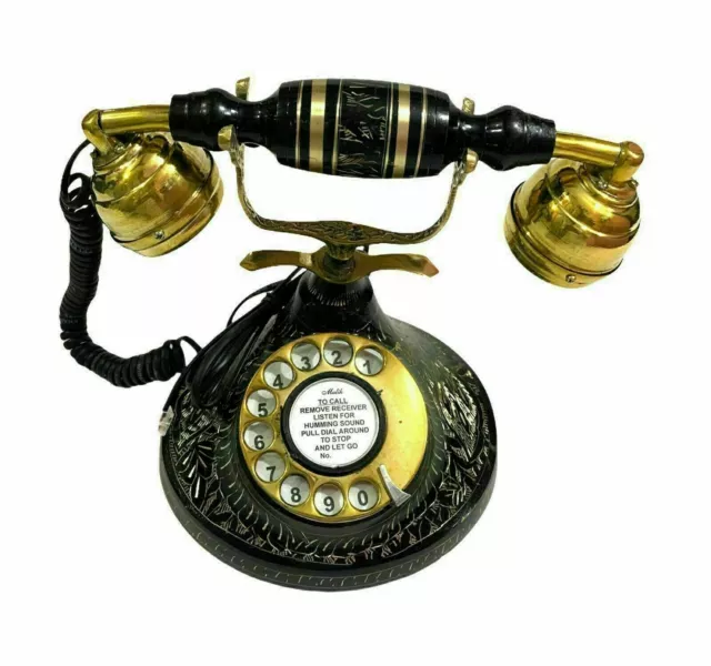 Teléfono de trabajo de latón náutico, teléfono de trabajo con dial... 2