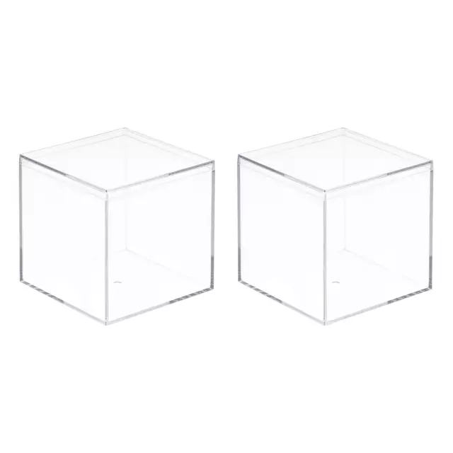 Transparente Acrílico Plástico Almacenamiento Caja,6.1x6.1x6.1cm Paquete de 2