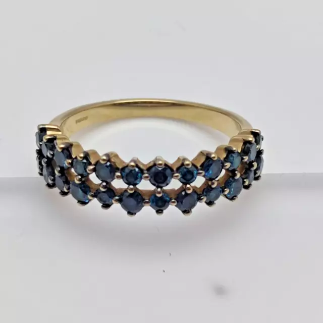 Blau Diamant Gold Ring Natur Edelsteine Ring Größe N 1/2 - 9ct Gelbgold