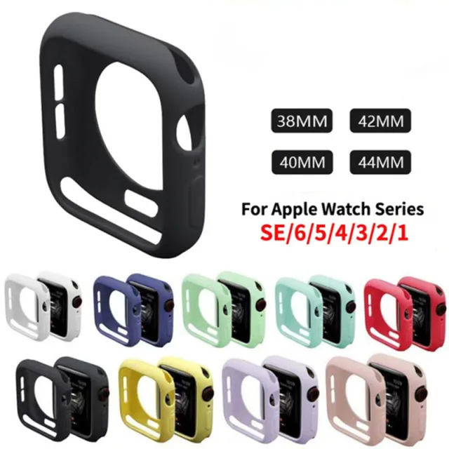 For Apple Watch Series 3 4 5 6 7 SE 8 9 Silicone Bumper Protector Cover TPU Case