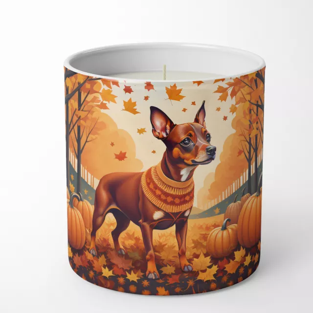 Red Miniature Pinscher Pumpkin Spice Fall 10oz Decorative Soy Candle DAC1058