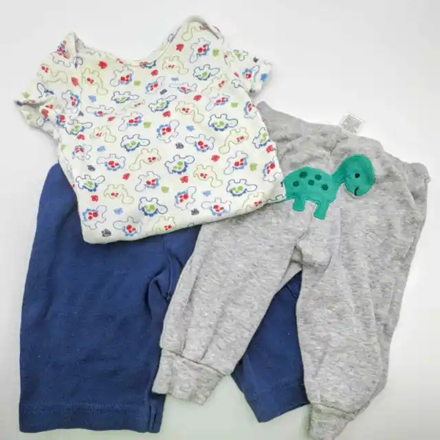 0-3M Gray Green Blue Dino Baby Infant Outfit Clothes One Piece Romper Creeper