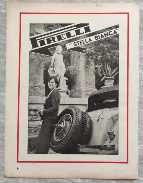 1938 Pubblicita' Locandina Gomme Pirelli Stella Bianca
