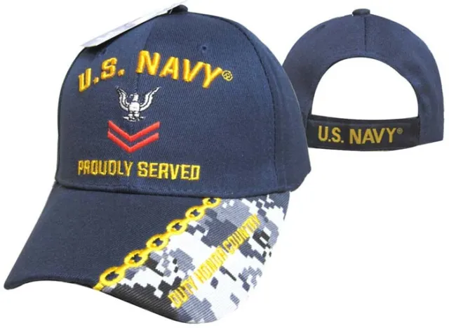 Blue US Navy PO2 Petty Officer 2nd Second Class Hat Ball Cap Veteran Military