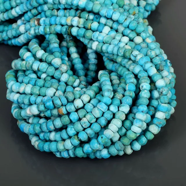 4mm Véritable Arizona Bleu Turquoise Rondelle Perles 20-40cm Strand De Bijoux