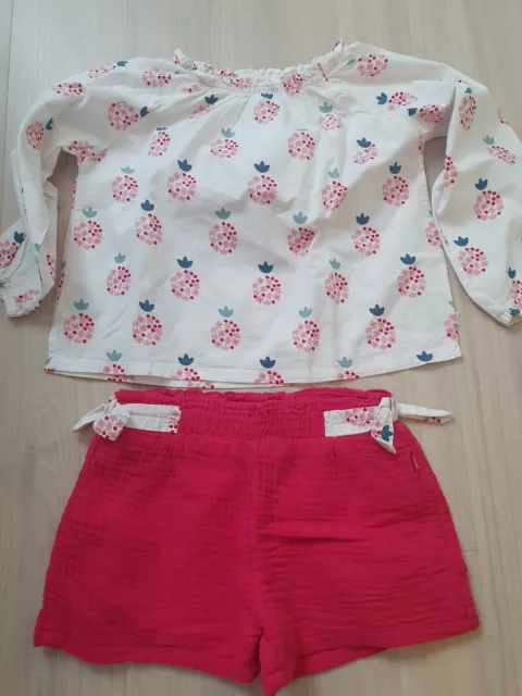 Ensemble blouse et short Obaïbi fruits fille 18 mois