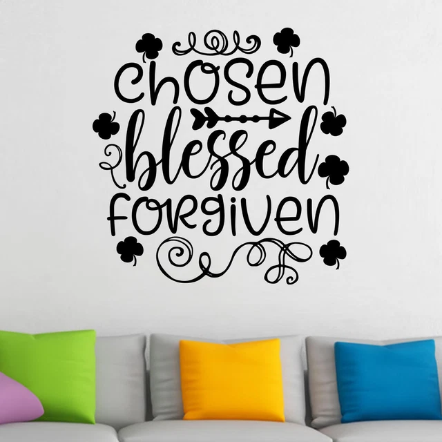 Chosen Blessed Forgiven Wall Sticker Decal Quote Motivational Inspiring Vinyl UK
