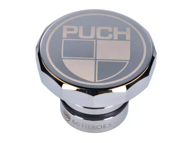 Tankdeckel 66Heroes Aluminium Chrom mit Puch-Logo Puch Maxi