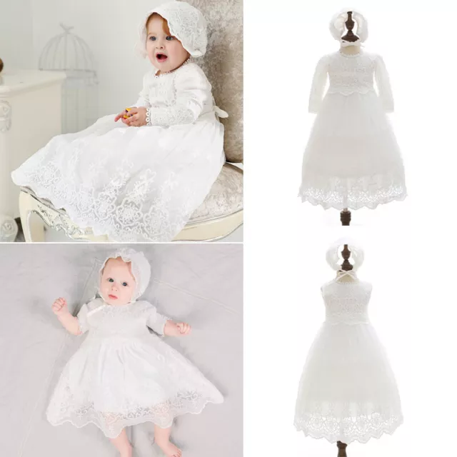 Newborn Baby Girls Christening Baptism Clothes Kids Princess Dress Lace Gown