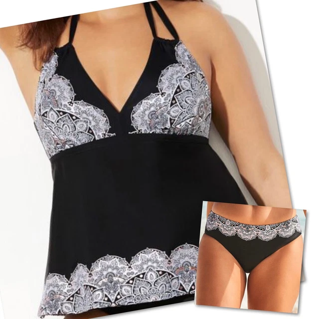 SWIMSUITS FOR ALL 12/14 Boho Hipster Medallion Apron Halter Tankini 2-Piece