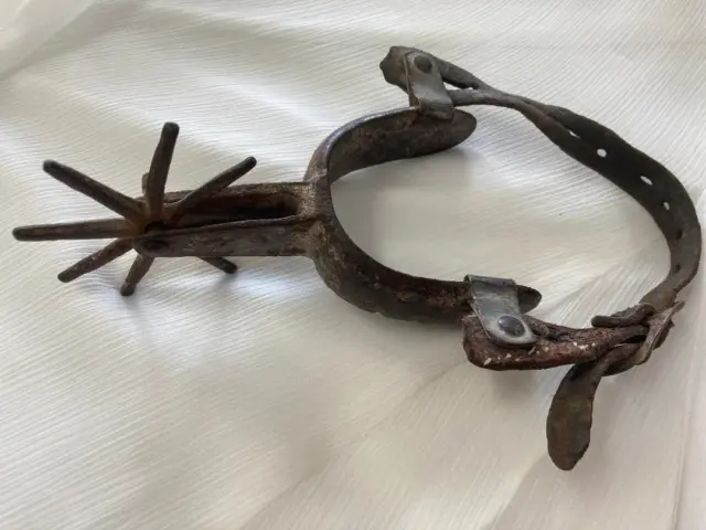 Antique Mexican Early 1800s 6" Hand Forged Iron Spur with Backing