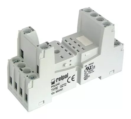 1 pcs - Relpol 8 Pin 300V ac DIN Rail Relay Socket, for use with R2N Relay