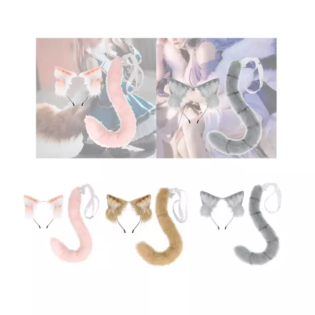 Ensemble oreilles et queue de chat, oreilles d'animaux Cosplay pour jeu de