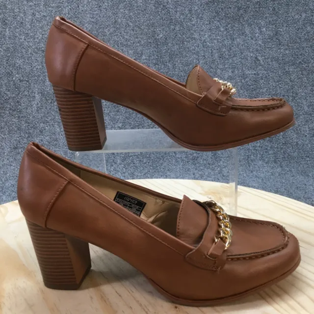 Jones New York Shoes Womens 11 M Cyri Pump Brown Faux Leather Casual Block Heels