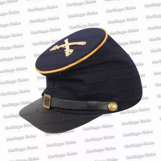 US Civil War SIMPLE CAVALRY Kepi With Yellow Trim on Sides of Hat All Sizes 3