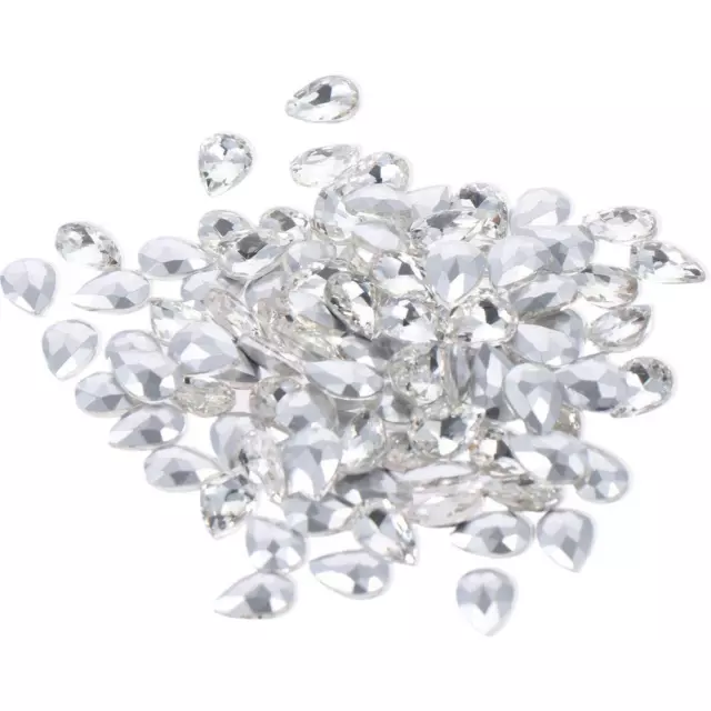 100 PCS Teardrop Crystal Rhinestones Beads Faceted 3D Gemstone Beads  Earrings