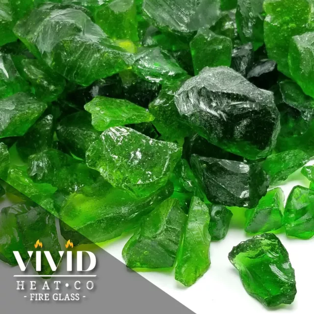 VIVID DEEP GREEN - 1/2" - 3/4" Large Fireplace Fire Pit Fireglass Glass Crystals