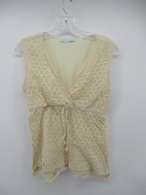 Maurices Large Sleeveless V Neck Empire Waist Crochet Lace Accented Shirt