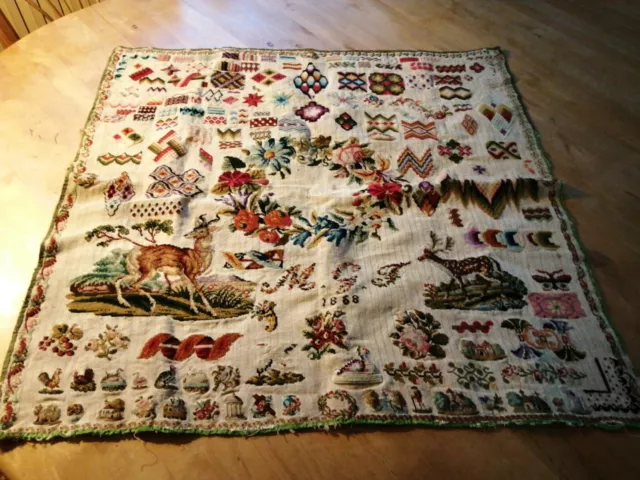 Magnifico imparaticcio antico 1868 antique sampler