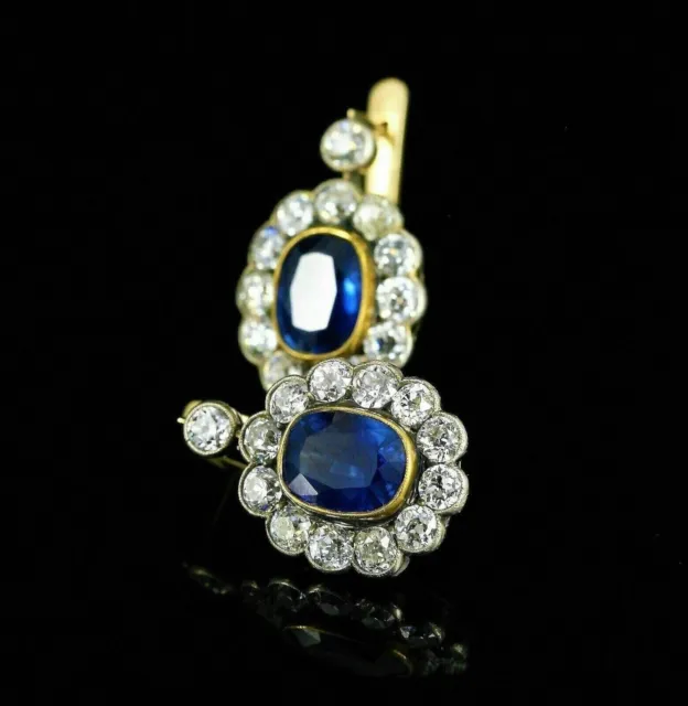3.30 Ct Oval Cut Simulated Blue Sapphire Drop Earrings In 14k Yellow Gold Plated