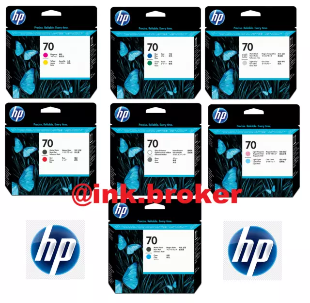 Genuine HP 70 lot of printheads - C9404/C9405/C9406A/C9407A/C9408A/C9409A/C9410A