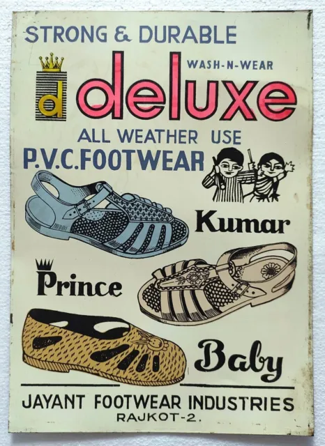 Deluxe All Weather PVC Footwear Vintage Advertising Litho Tin Sign India