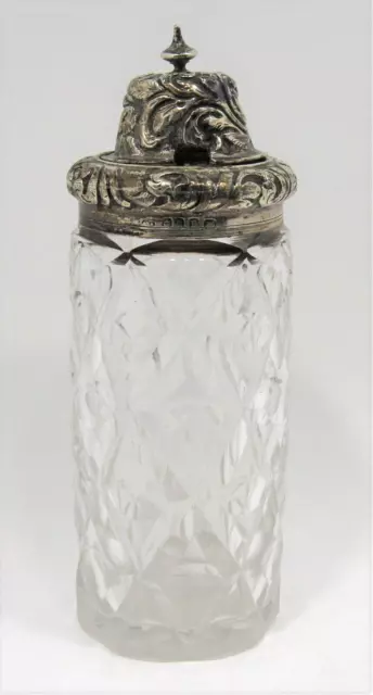 Hallmark Birmingham 1853. Cut glass silver lidded mustard pot. Henry Manton.