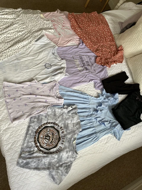 Girls spring summer clothes bundle age 8-9 years H&M dresses, t-shirts, leggings