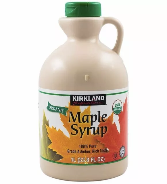 Kirkland Organic 100% Maple Syrup, Grade A, 33.8 fl. oz. Best by 9/6/2025