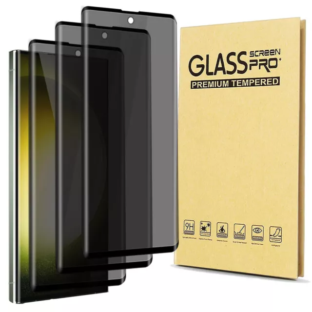 3-Pack Privacy Tempered Glass Screen Protector For Samsung S24 Ultra S23 S22 S21