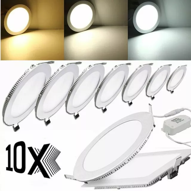 10x Ultra Slim Recessed LED Flat Panel Ceiling Spot Lights Downlights Spotlights