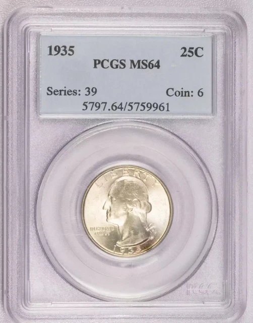1935 P Quarter Dollars Silver Coinage PCGS MS-64