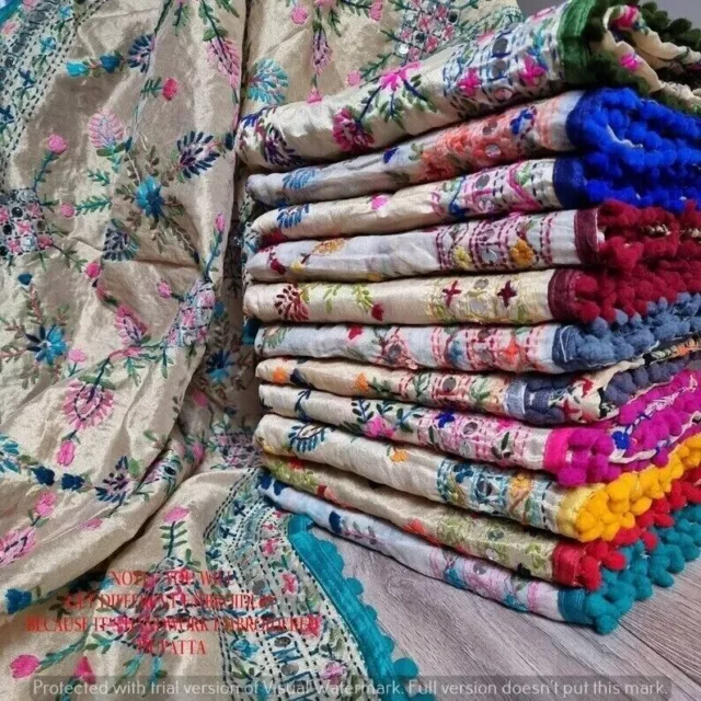 10 Stück Phulkari bestickte Dupatta für Frauen, indische Partykleidung Dupatta