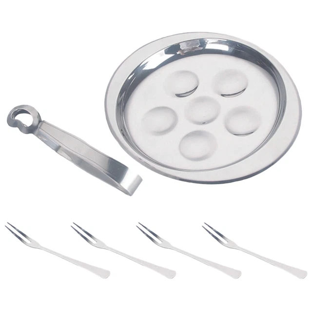 YARNOW Lot De 2 Plateaux En Acier Inoxydable Pour Escargots - Assiettes Élégantes 12 Compartiments Pour Cuisine, Fruits De Mer Et Coquillages