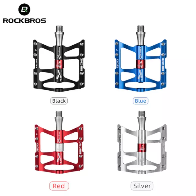 ROCKBROS Bicycle Pedals Anti-Slip MTB Bike Flat Platform Pedals 4 Bearings 9/16"