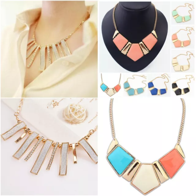 Women Fashion Charm Jewelry Pendant Chain Choker Chunky Statement bib Necklace