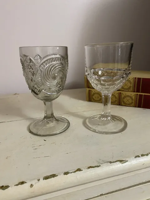 2 - Vintage Pressed Glass Goblets