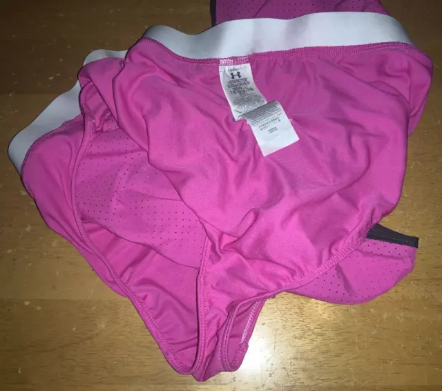 UNDER ARMOUR Heatgear Women's Perfect Pace Lined Running Shorts L Pink NWT 3