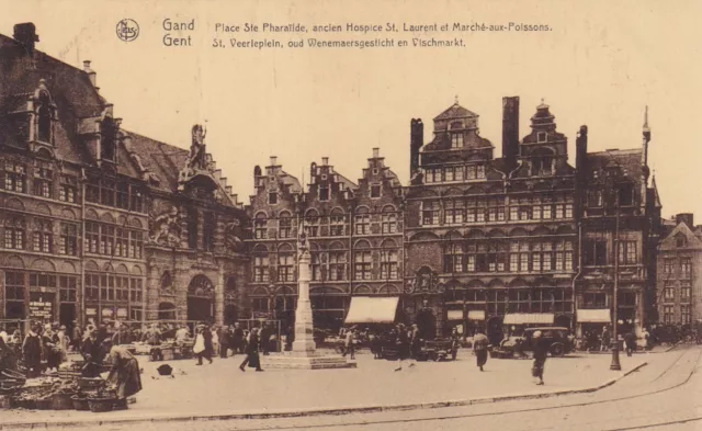 Carte postale ancienne old postcard BELGIQUE GAND GENT place ste pharailde march