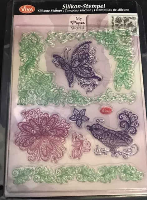 Viva Decor My Paper World clear stamp set - butterfly bird flower corners